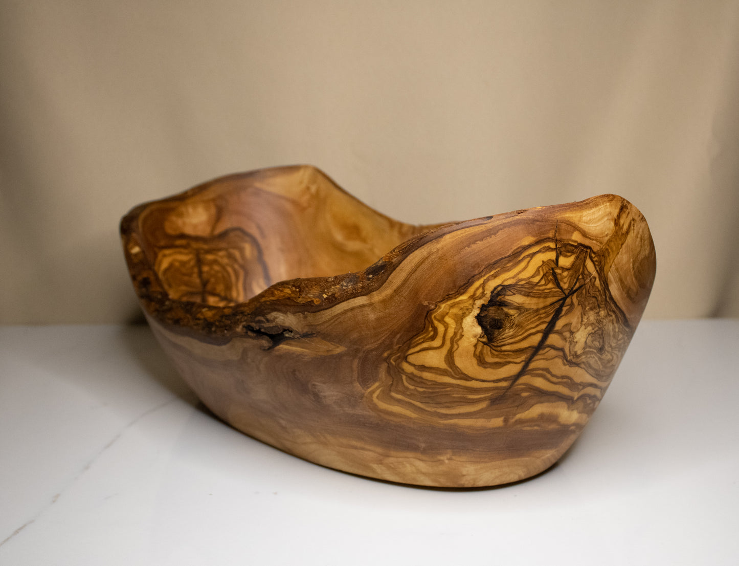 Oval olive wood basket | 33 x 17.5cm