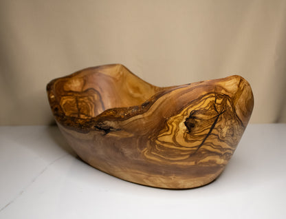 Oval olive wood basket | 33 x 17.5cm