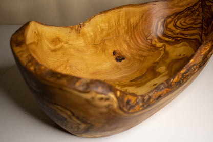 Oval olive wood basket | 33 x 17.5cm