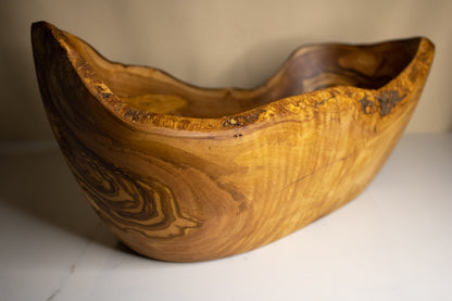 Oval olive wood basket | 33 x 17.5cm