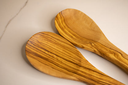 Lot de 2 Cuillères en bois d'olivier | 20cm et +/ 7.8+in