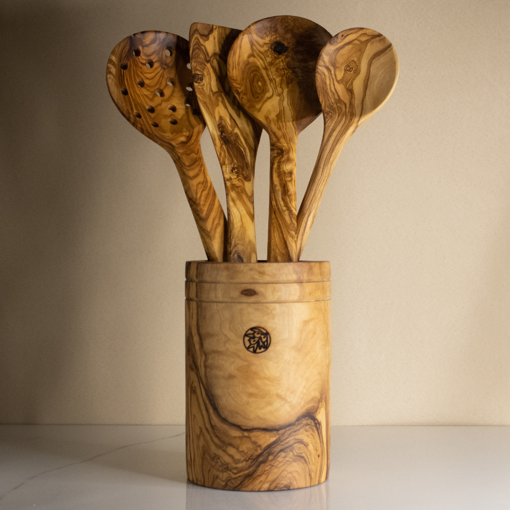 Olive wood spoon holder | Diameter: 10cm