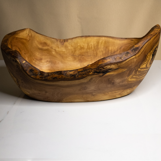 Oval olive wood basket | 33 x 17.5cm