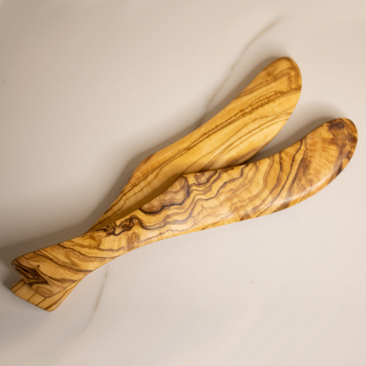 Lot de 2 couteaux à beurre en bois d'olivier | 18cm / 7in