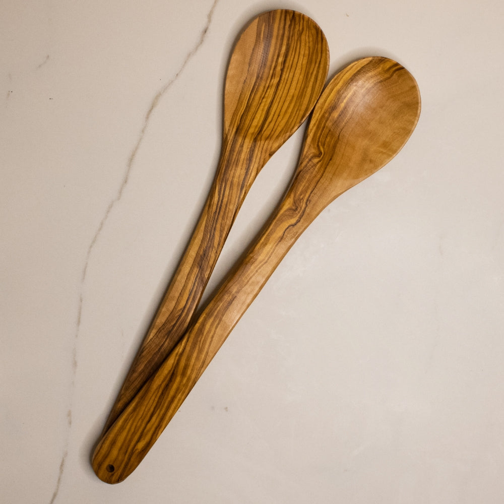 Lot de 2 Cuillères en bois d'olivier | 20cm et +/ 7.8+in