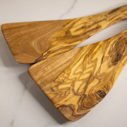 Lot de 2 spatules en bois d'olivier | 25cm et + - RusticOliveWoods