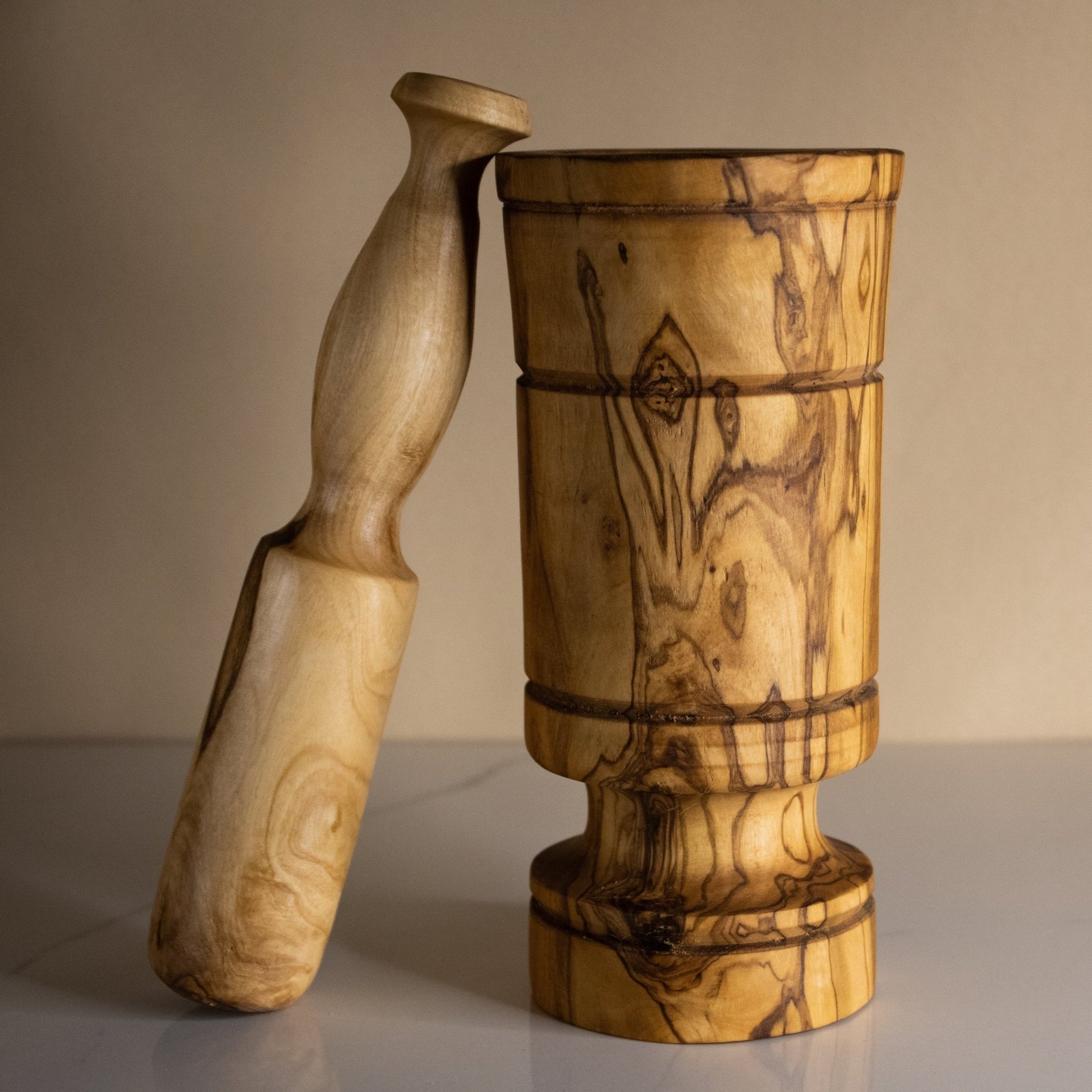 Petit mortier en bois d'olivier | 16 x 8.5cm - RusticOliveWoods