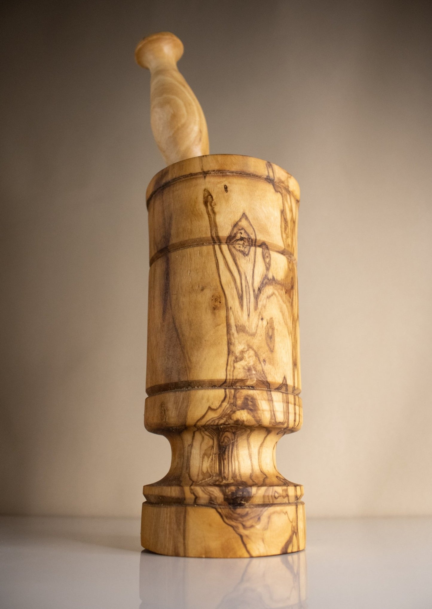 Petit mortier en bois d'olivier | 16 x 8.5cm - RusticOliveWoods