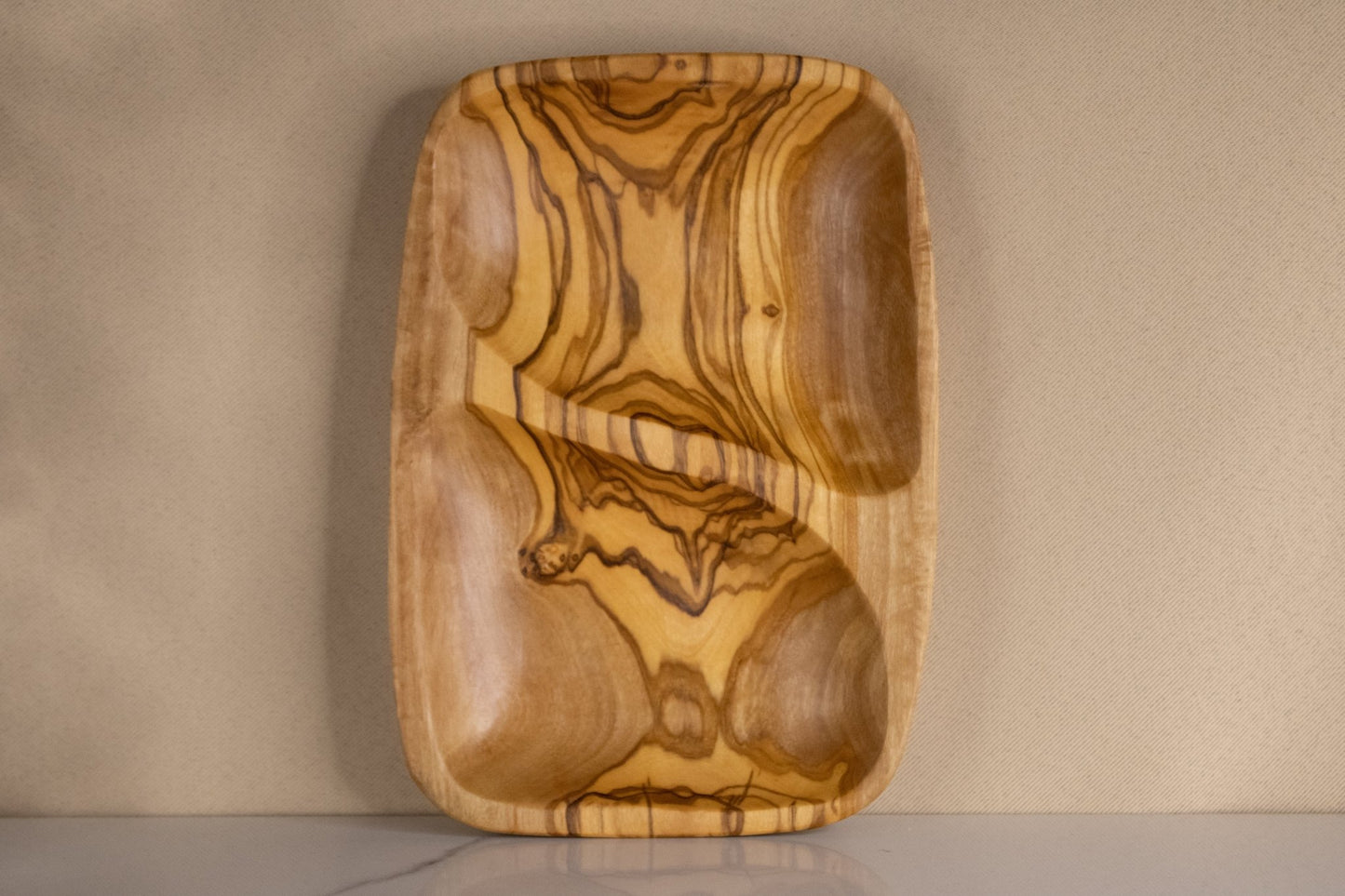 Récipient 2 compartiments en bois d'olivier | 20 x 12cm - RusticOliveWoods