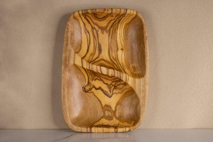 Récipient 2 compartiments en bois d'olivier | 20 x 12cm - RusticOliveWoods