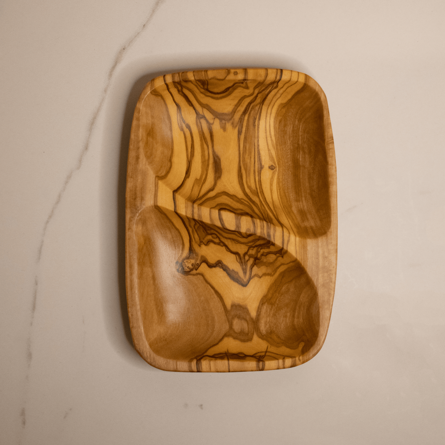 Récipient 2 compartiments en bois d'olivier | 20 x 12cm - RusticOliveWoods